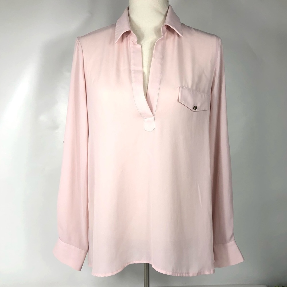 Bellatrix pastel pink top V neck, pastel, sheer size Xsmall